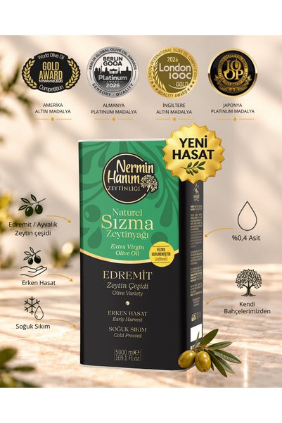 Nermin Hanım Zeytinliği Ayvalık (Edremit) - Filtresiz Erken Hasat Soğuk Sıkım...