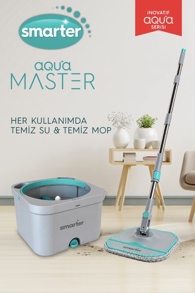 SMARTER Aqua Master Ve Üçgen Aparat Temiz & Kirli Suyu Ayırma Temizlik Seti Mop Paspas Cam Sileceği