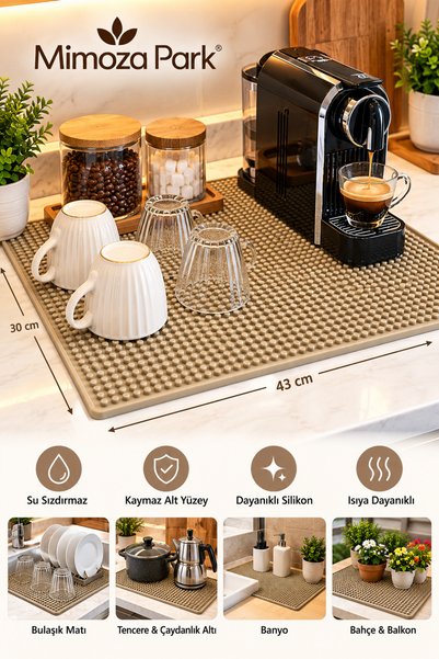 MİMOZA PARK 43X30 CM Bar Lastiği– Silikon Kahve Makinesi Pedi Tamper ve Bulaş...