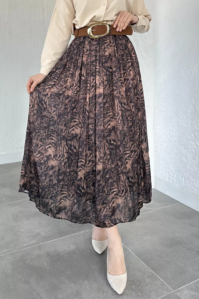 TOZLU Perry Elastic Waist Pleated Hijab Skirt with Belt Accessory