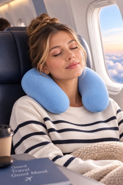 Özgüner Oyuncak Soft Plush Travel Neck Pillow for Airplane, Car and Office Use