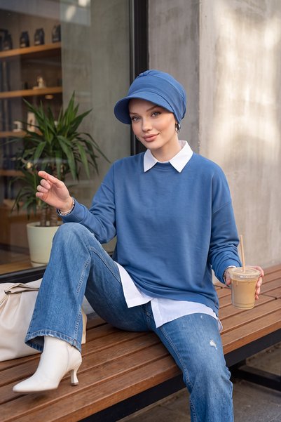 Aisha's Design Visor Hat Cap, Blue, B-73A