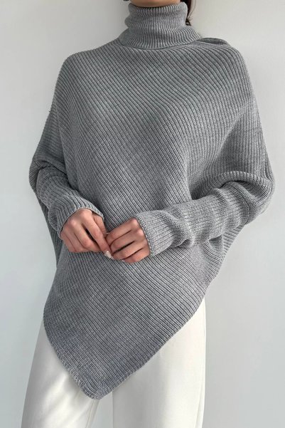 TOZLU Women's High-Neck Knit Sweater