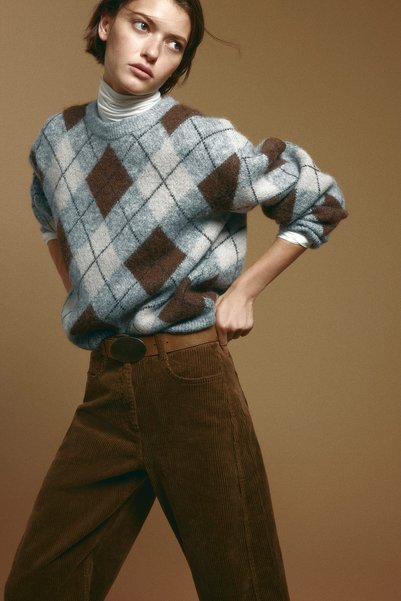 H&M Barrel Paçalı Fitilli Kadife Pantolon