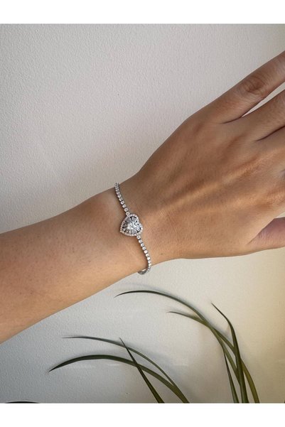 GAMBU Detailed Zircon Stone Women's Tennis Bracelet - Silver Color
