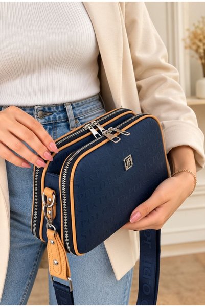 Just Polo Justpolo Women's Stone Color 5 Compartment Adjustable Shoulder and Crossbody Bag Messenger Bag