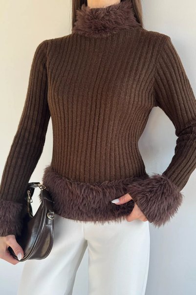 TOZLU Pulover tricotat pentru femei Gülseli, cu model barbă
