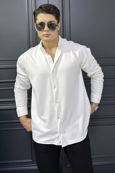 TOZLU Men's Jacquard Long Sleeve Shirt
