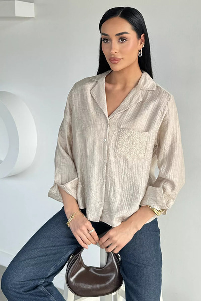 TOZLU Kadın Cepli Oversize Gömlek