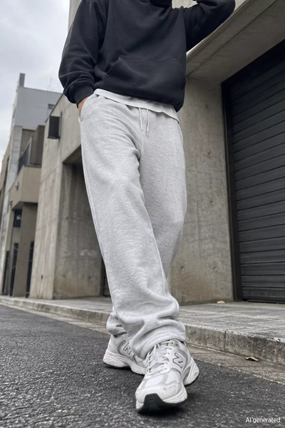 TOZLU Three-Threaded Sweatpants with Elastic Waistband