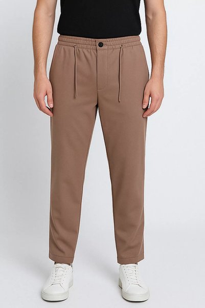 TOZLU Men's Waist-Tie Zippered Straight-Leg Jogger Pants