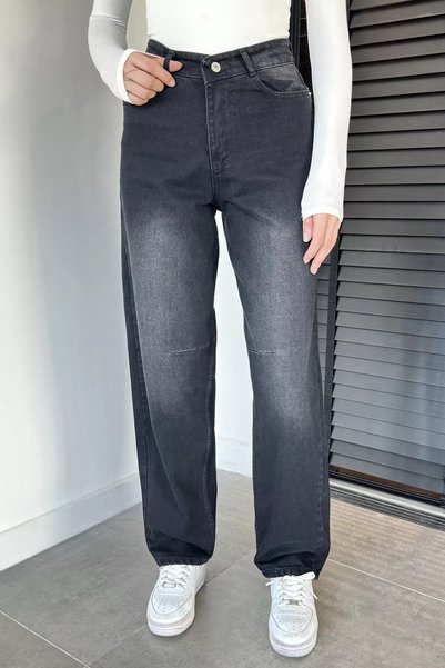 TOZLU Pantaloni de damă din denim cu talie înaltă