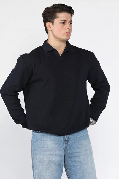 TOZLU Shirt Collar Men's Knitwear Sweater