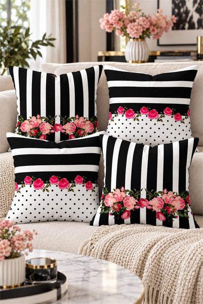 on the clouds Rose Bouquet Patterned Vintage Concealed Zippered Throw Pillow ...