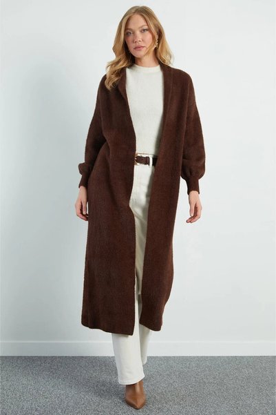 Shopping Shop Long Knit Cardigan Brown