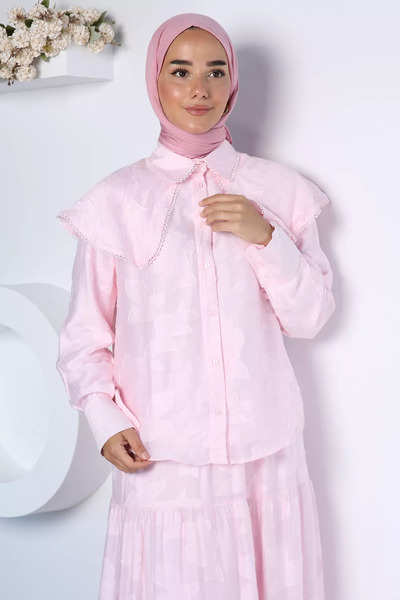 TOZLU Cămașă Hijab cu model cu detaliu de guler