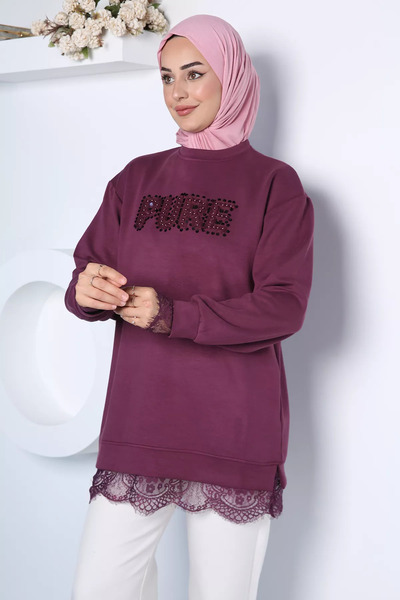 TOZLU Elegant Lace Detailed Hijab Tunic