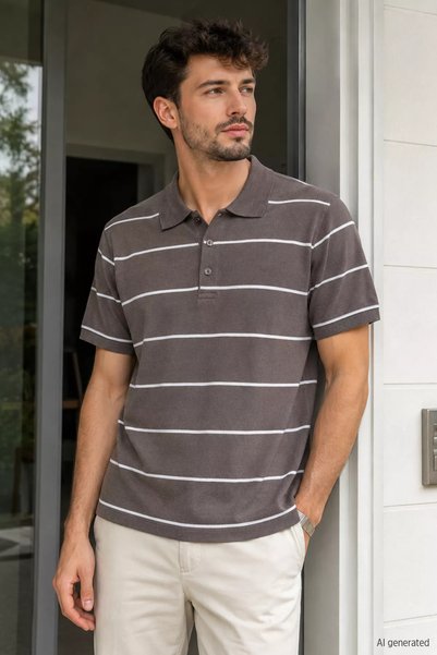 TOZLU Tricou bărbătesc cu guler polo și model în dungi