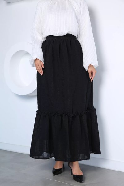 TOZLU تنورة إسلامية مبطنة بخصر مطاطي