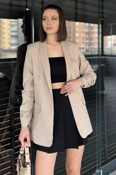TOZLU Kol Büzgülü Kadın Blazer Ceket