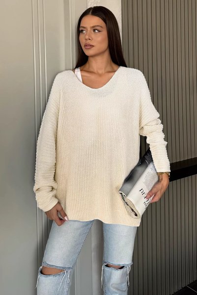TOZLU V-neck loose knit blouse (compatible with s, m, l, xl)