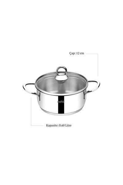 Nehir Silver 6 Parça Paslanmaz Çelik Mini Tencere Seti (12-14-16 cm)