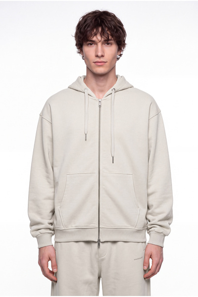 Machinist Men's Basic Diagonal Zip Gray Hoodie