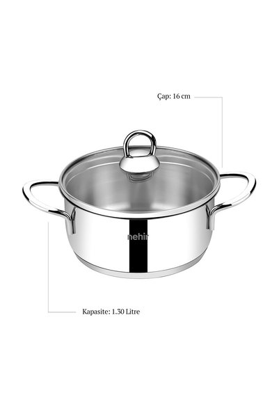 Nehir Silver 6 Parça Paslanmaz Çelik Mini Tencere Seti (12-14-16 cm)