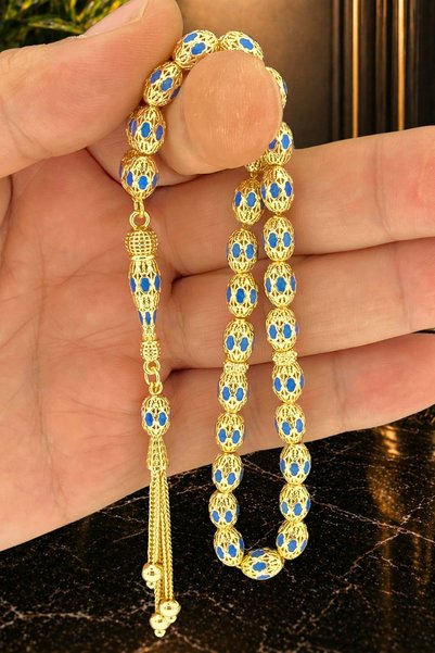 Duende Silver Tesbih 14 Ayar Altın Kaplama Tesbih - Tesbih -Kapsül Kesim Tesbih - Tesbih Hediye - Füzyon Tesbih