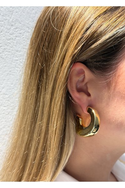 KİLİGİSTANBUL Gold Color Zion Earrings 1 cm