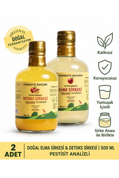 Fermente Bahçem Doğal Detoks ve Elma Sirkesi Seti | 2 x 500ml | (DOĞAL FERMAN...