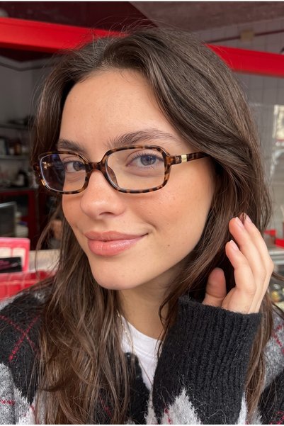 Eyesofia Oblamow Dikdörtgen Leopar Çerçeveli Ultra Hafif Blue Block Mavi Işık...