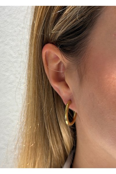 KİLİGİSTANBUL 2.30 cm Gold Color Steel Hoop Earrings