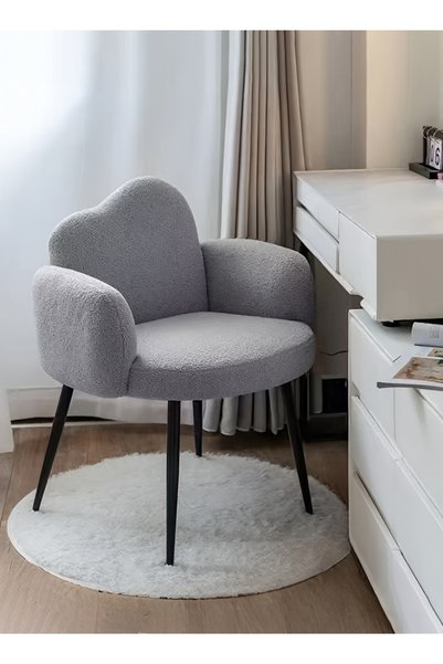 Taimi Modern Boucle Armchair with Padded Seat, Curved Backrest & Metal Legs f...