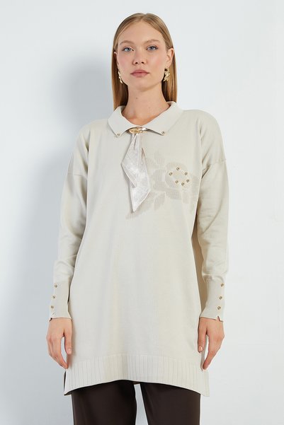 Fulla Moda Fullamodest Scarf Jacquard Knitwear Tunic