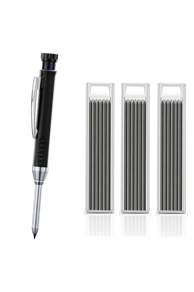 Choice set D-Black 4pcs Solid Carpenter Mechanical Pencil with Sharpener Wood...