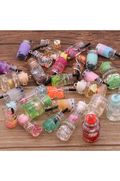 Choice Bottle 10Pcs 8-30 Styles Mix Glass Bottles Milk Tea Cup Ball Earring C...