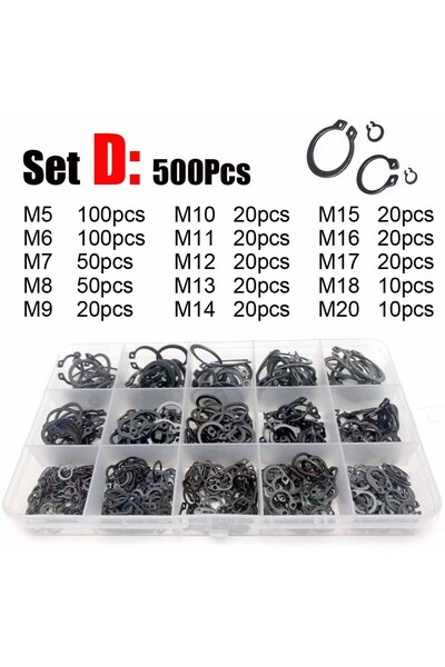 Choice4 Box D 500 1Box GB894 M3 to M20 Assortment Kit Black 65mn Stainless St...