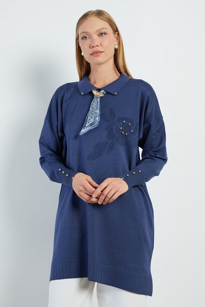 Fulla Moda Fullamodest Scarf Jacquard Knitwear Tunic