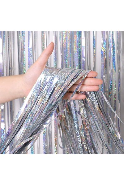 Choice3 SLIVER 2 Meters Party Backdrop Curtains Glitter Gold Tinsel Fringe Fo...