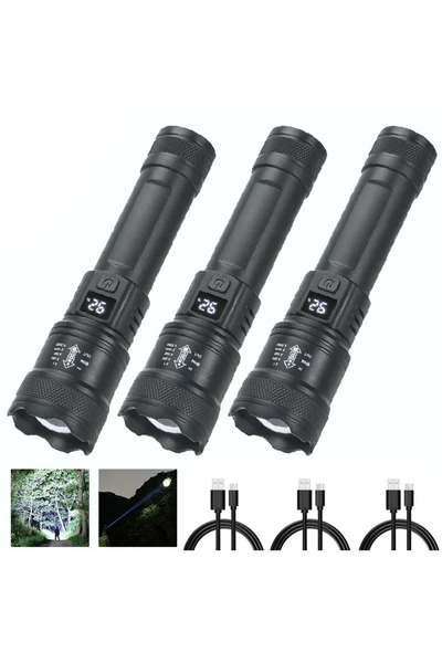 Choice S384-A 3PCS 6000000LM LED Flashlight Rechargeable High Power Military ...