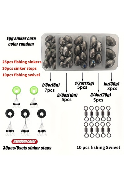 Choice Big Egg Sinker Set 25pcs Egg Sinkers Set With Box, Oval Lead Sinker Fo...