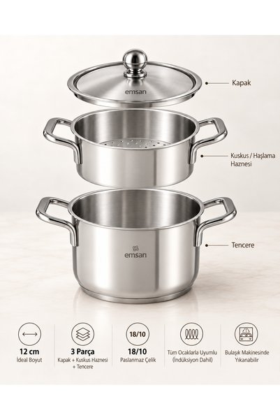 Karaca Baby Kuskus Steel Pot 12 cm