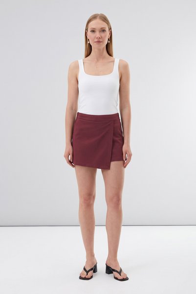 Fulla Moda Gabardine Side Zipper Shorts Skirt