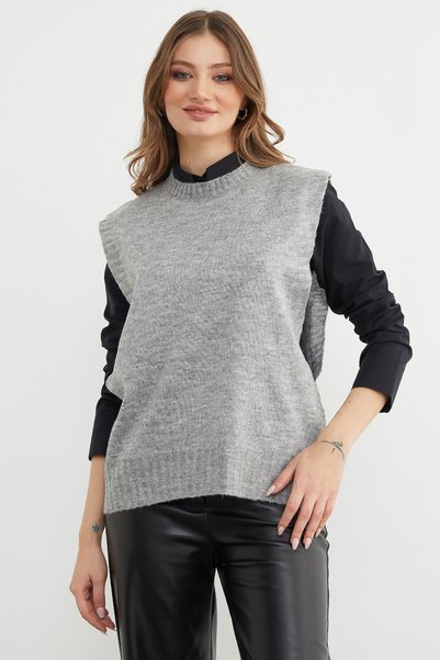 Fulla Moda Stoned Crew Neck Knitwear Sweater