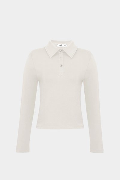 Açelya Okcu Tricou premium din bumbac cu guler polo pernițe pentru umeri
