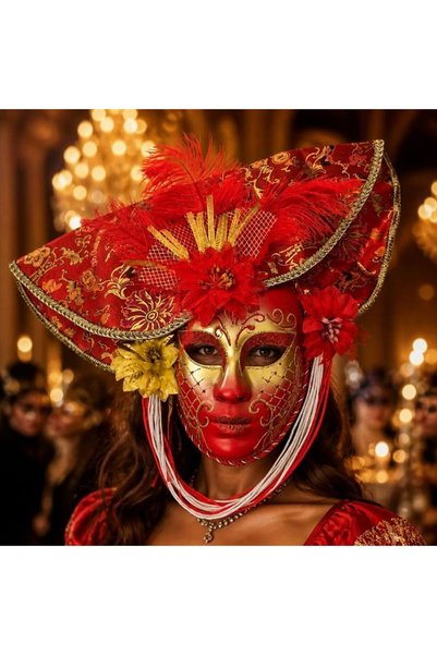 partidolu Halloween Mardi Gras Karnaval Maskesi Antik Balo Venedik Maskesi Kı...