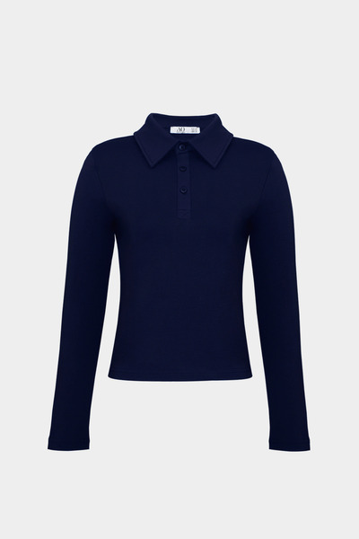 Açelya Okcu Premium Polo Yaka Vatka Detaylı Pamuklu Fit Tişört