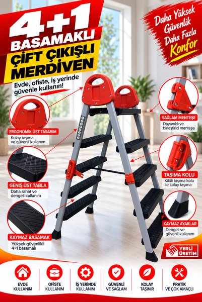 Liz GRUP 4+1 EXTRA GÜÇLÜ ÖZEL TASARIM GENİŞ PLASTİK BASAMAKLI METAL PROFİLLİ ...