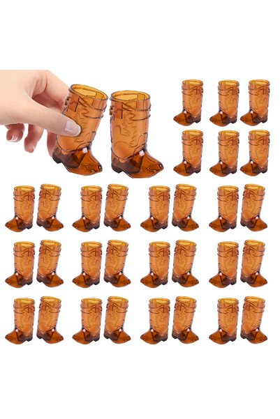 Choice 10pcs brown 10PCS Cowboy Boot Shot Glasses Mini Plastic Shot Glass Cup...